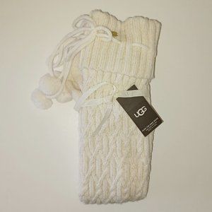 UGG Socks Over the Knee Sparkle Cable Knit  Pom Poms